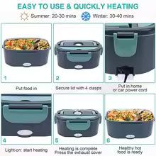 1.5 L 60W Electric Lunch Box Food Warmer Portable Food Heater for Car Or Home - Leak Proof, Lunch Heating Microwave for Truckers