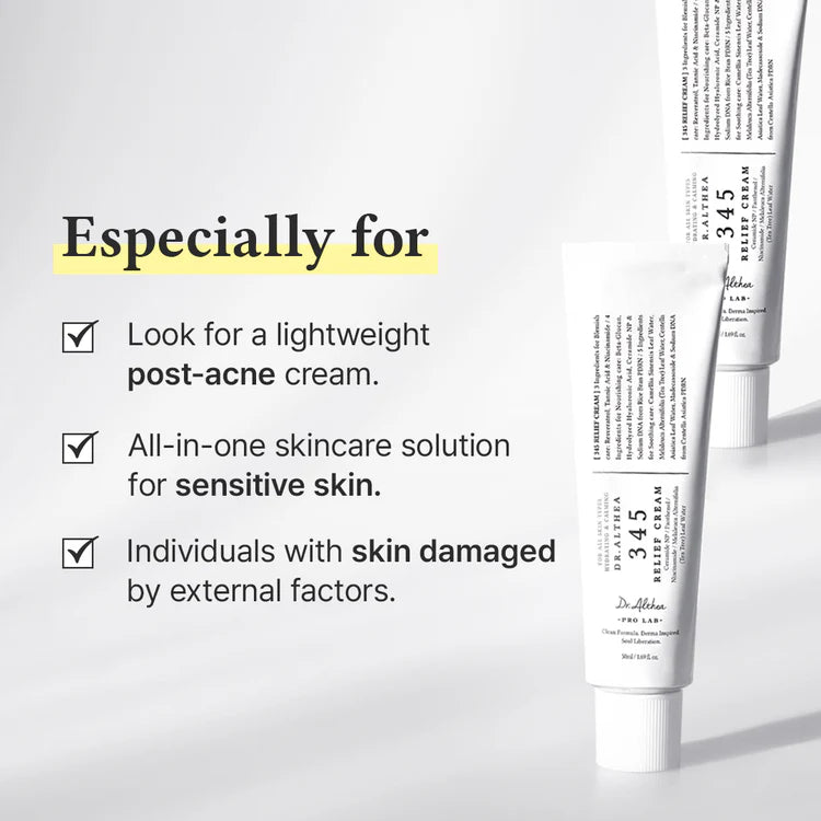 Dr.Althea 345 Relief Cream | Moisturizer for Soothing Recovery and Blemish Care with PDRN & Niacinamide | Korean Vegan Skin Care for All Skin Types, 1.69 Fl Oz (Ver.2 - Pack of 1