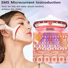 Neck Facial Lifting Device EMS Microcurrent LED Photon Therapy Vibration Face Massager Anti Wrinkles Tightening Skin Care Tools